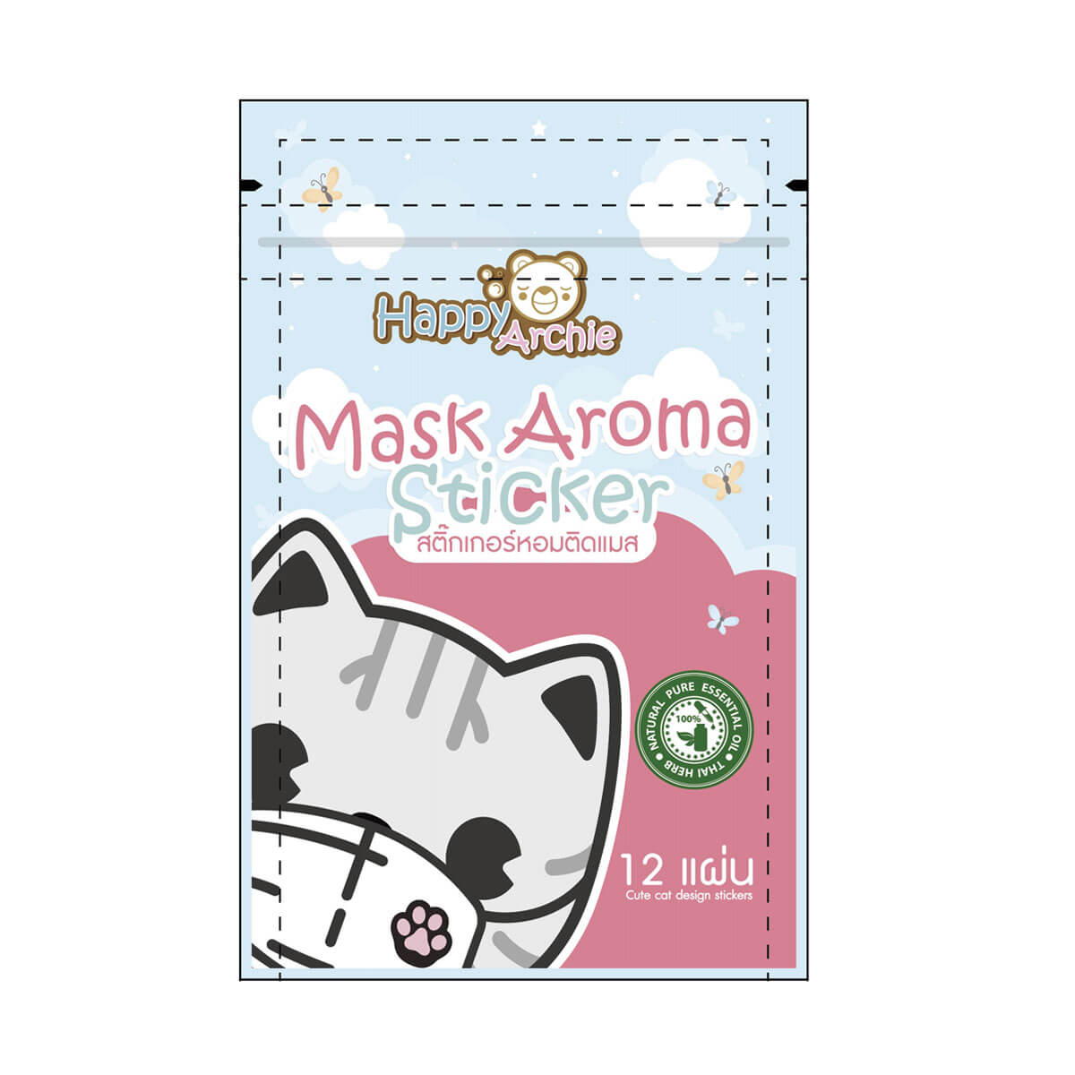Happy Archie Mask Aroma Sticker (Pink)